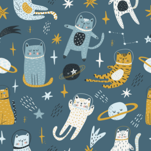 Ref. 10348 - Papier Peint Cute space cats